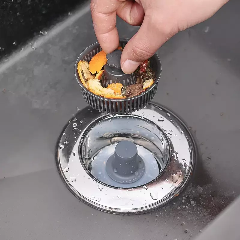 3 in 1 Pop Up Sink Filter ABS Sink Strainer Drain Basket Stopping Blockage Bouncing Core Leak-proof Plug Kitchen Accessories