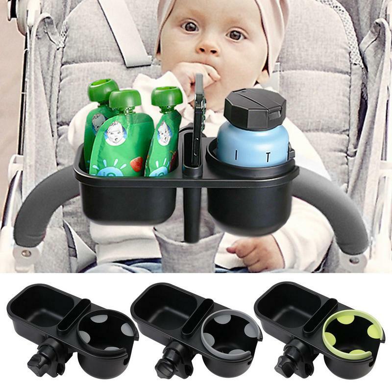 Portavasos Universal para cochecito de bebé, soporte para botella de leche, soporte para teléfono móvil, estante para aperitivos, 3 en 1