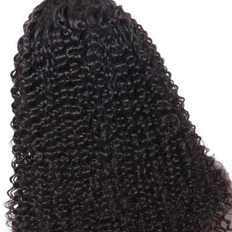Vibrante peruca encaracolada africana, linha fina sintética, longa peruca preta