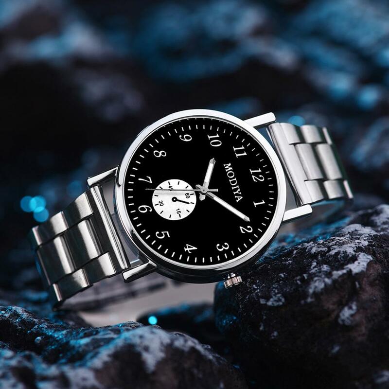 Simple Design Wristwatch Men Elegant Watch Elegant Minimalist Men's Quartz Wrist Watch with Round Dial Steel Strap for Birthday