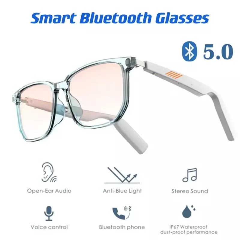 Smart 3D Anti-Blue Voice Control Glasses Wireless Bluetooth Sunglasses Hands-Free Calling TWS Music Sports Waterproof Eyeglasses