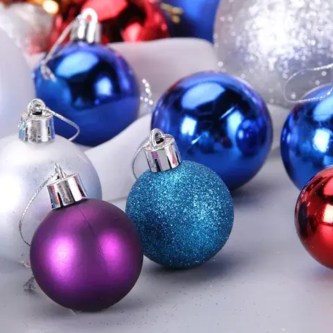 24pcs Christmas Tree Decor Ball Bauble Xmas Party Hanging Ball Ornament decorations for Home Christmas decorations Gift 4cm