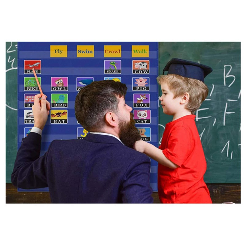 Tabla de 10 bolsillos para aprendizaje temprano, juguete educativo para preescolar, ayuda para la enseñanza colgante, tarjetas de números, letras, alfabeto