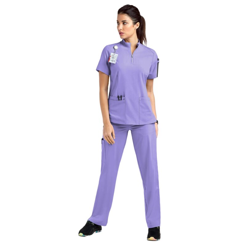 Enfermagem feminina esfrega Uniforme, Uniforme Designer, Sala de operação, Uniformes de saúde, Blusas médicas, Quente, Atacado