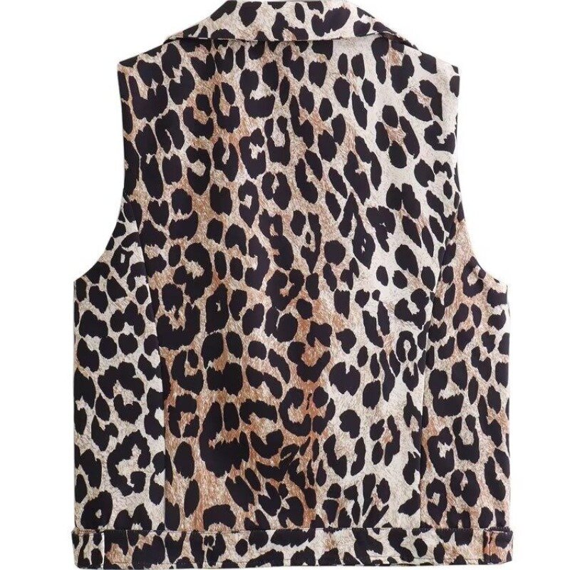 HOUZHOU-Chaleco Vintage con estampado de leopardo para mujer, Tops casuales, chaquetas sin mangas de gran tamaño, moda estética Y2k, Verano