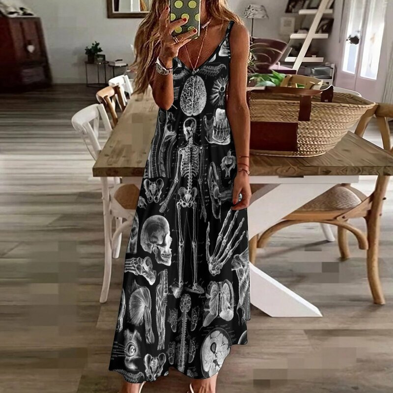 エレガントなノースリーブのサマードレス,女性のためのエレガントなデザイン