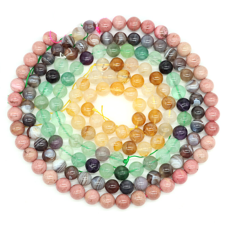 Perles rondes en pierres précieuses naturelles, 4mm, 6mm, 8mm, 10mm, Agates, Quartz, Amlogging, CitroStone Jewelry, Executive DIY Bracelet, At, Vente en gros