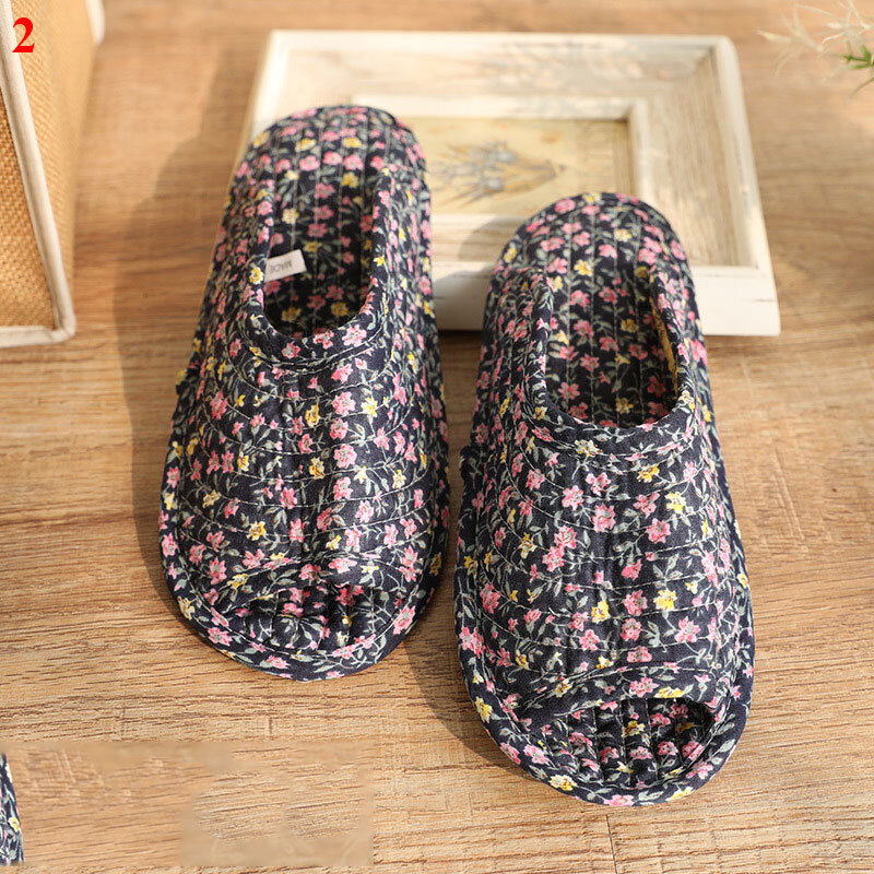 Women Fabric Slippers Vintage Floral Men Home Slippers Indoor Soft Travel Lady Cotth Sewing Comfy Flat Shoe Confinement slippers