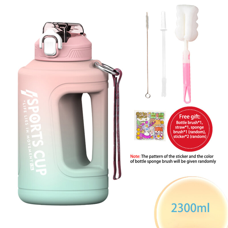 YCALLEY-botella de agua deportiva de galón, cubierta de polvo de rebote de paja de plástico para viajes al aire libre, Fitness, 1500ML, 2300ML, 3800ML