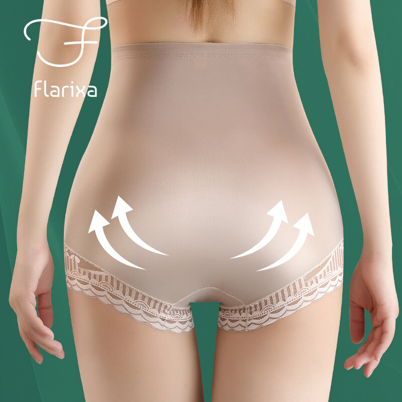 Flarixa celana dalam pembentuk tubuh wanita, celana dalam sutra dingin pinggang tinggi kontrol perut paska melahirkan pembentuk tubuh musim panas