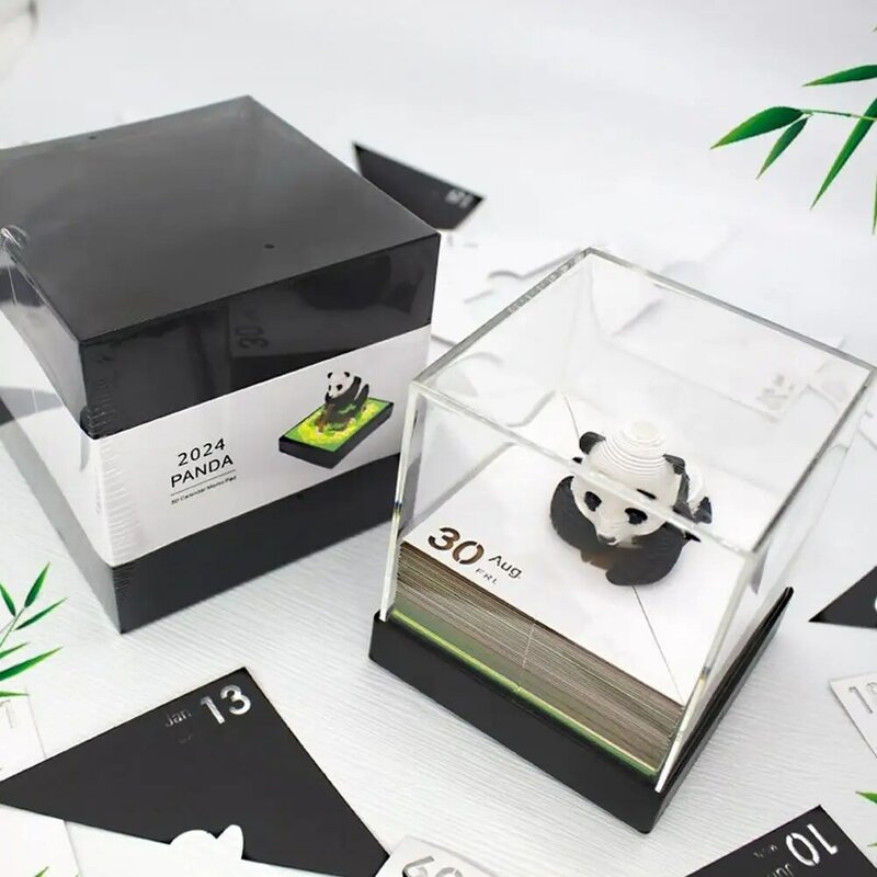 Notepad seni kertas 3D bantalan catatan lengket Panda kertas air mata Dekorasi hadiah Panda ukir Model Desktop kantor ornamen rumah J5X2