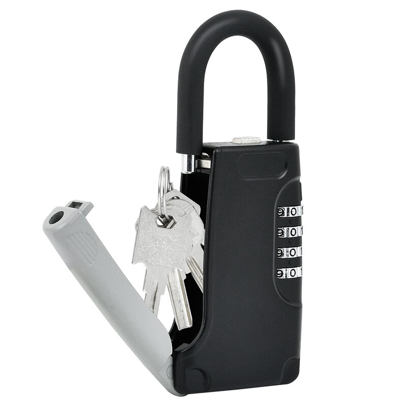 Hangslot Key-Lock-Box Kleine Combinatie Huis-Buiten-Zwart Weerbestendige 4-cijferige Codesleutels Veilige Opslag Voor Makelaar Aannemer