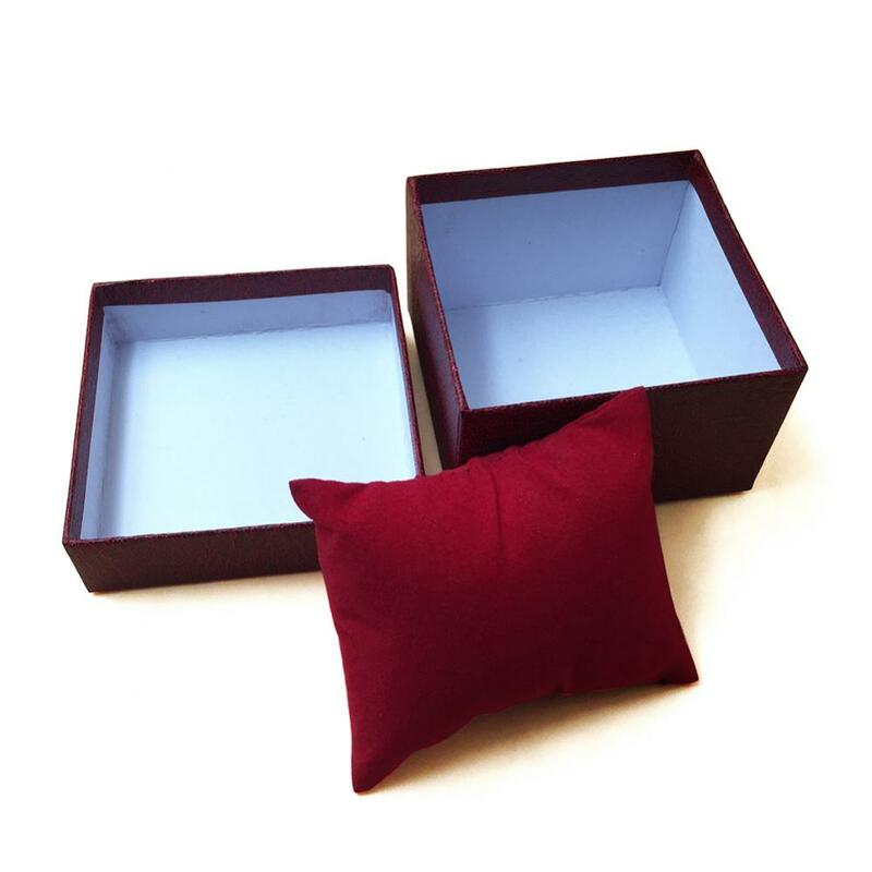 Caja organizadora de reloj de piel sintética, embalaje con almohada, soporte para exhibición de joyería y relojes de pulsera, caja de almacenamiento, regalo, 1 unidad