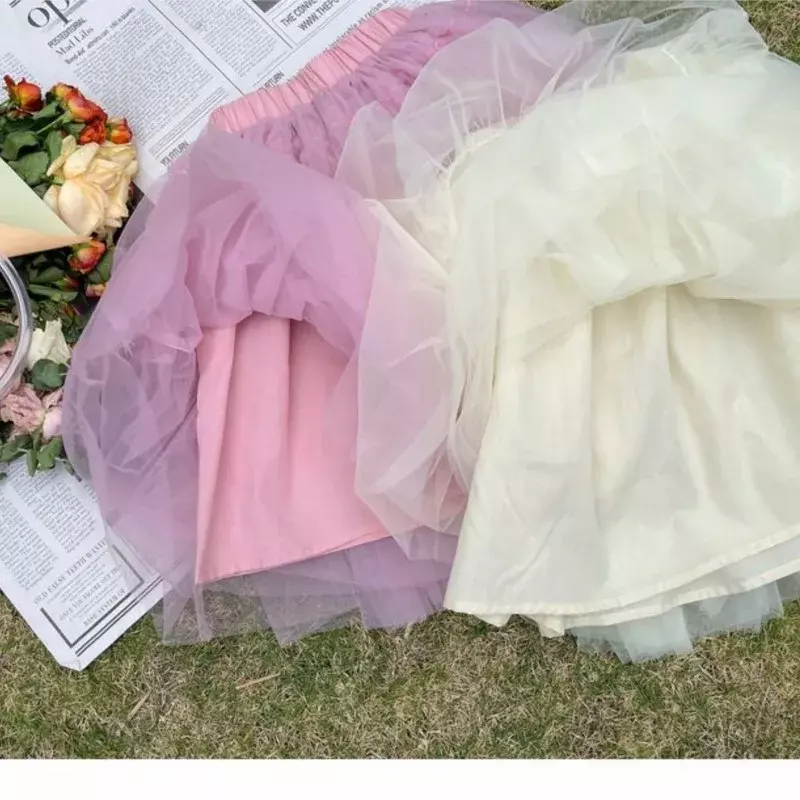 Rok Tutu jala bayi perempuan, pakaian rok kue ulang tahun putri musim semi musim gugur, rok Tutu modis 2024