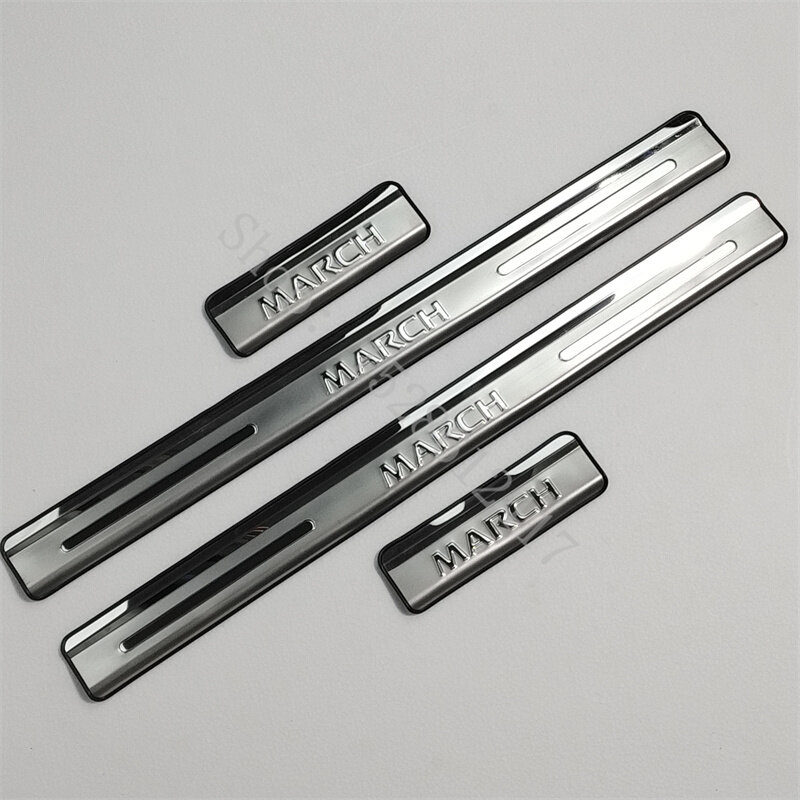 for Nissan march 2010 2011 2012~2015 Car Accessories Stainless Steel Door Sill Scuff Plate Styling