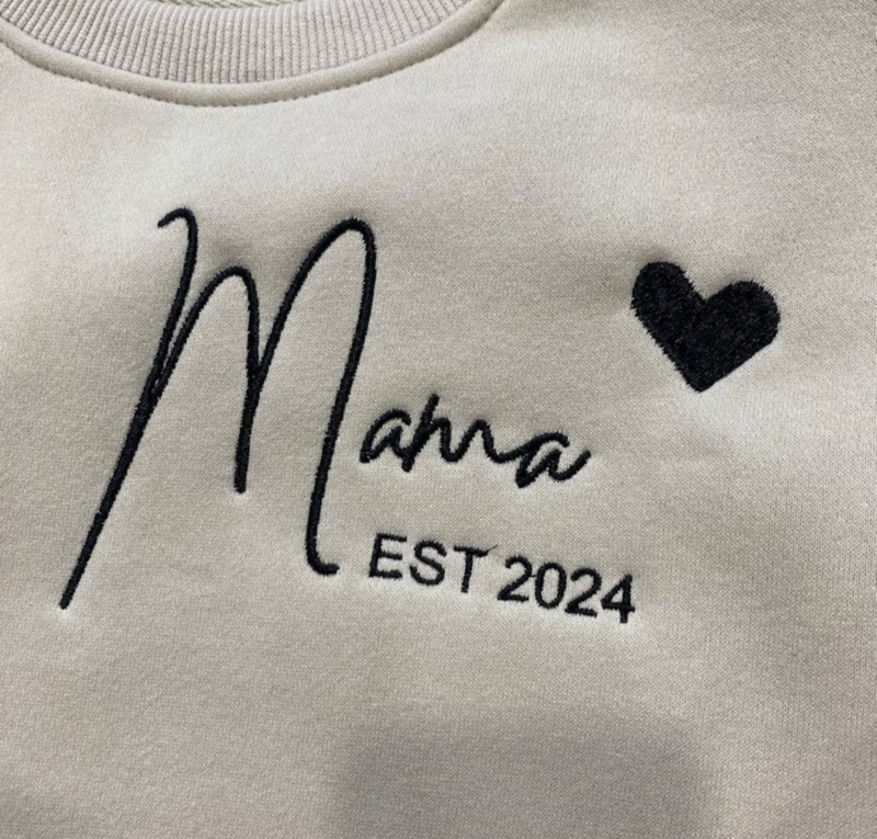 MAMA 맨투맨 자수, 어머니의 날 스웨터, 엄마 셔츠 선물, 엄마 선물, 아이 이름이 있는 맞춤형 엄마 맨투맨