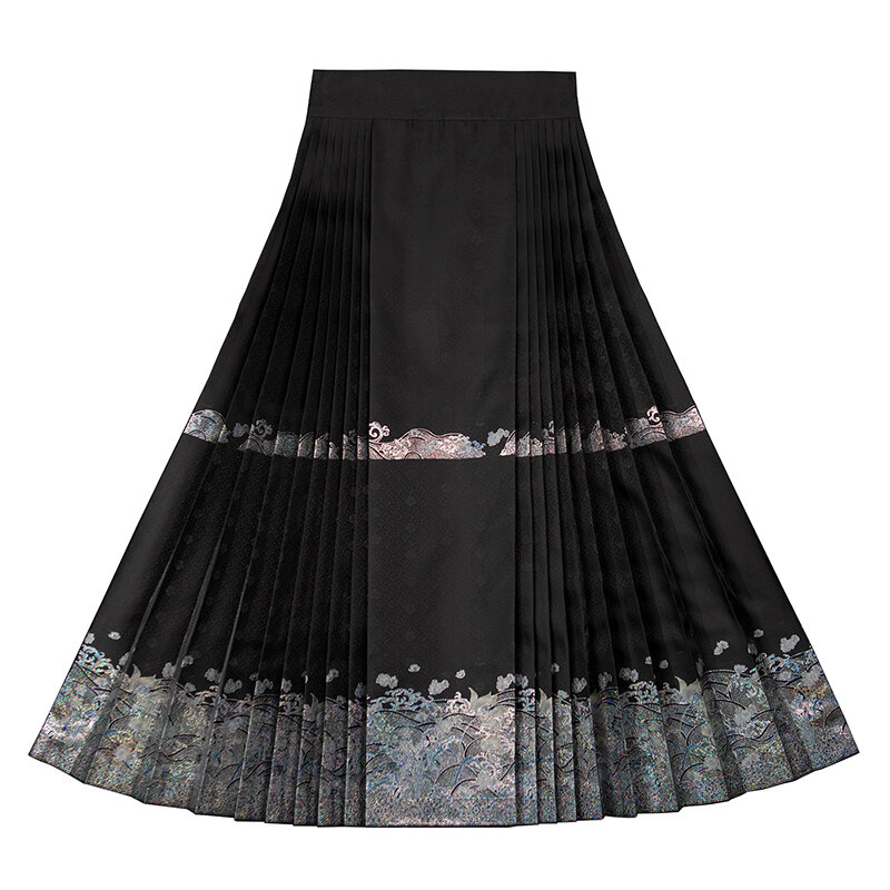 Only skirt Spring  Hanfu Ming Dynasty Woven Gold Imitation Mother-of-pearl Color Gold Long Section Daily Only Horse Skirt