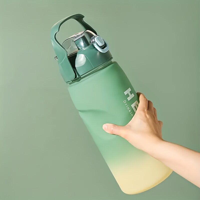 4 Stuk Set Water Fles Gradiënt Kleur Grote Capaciteit Fitness Motion Waterfles Met Stro 300Ml/700Ml/1500Ml/3300Ml