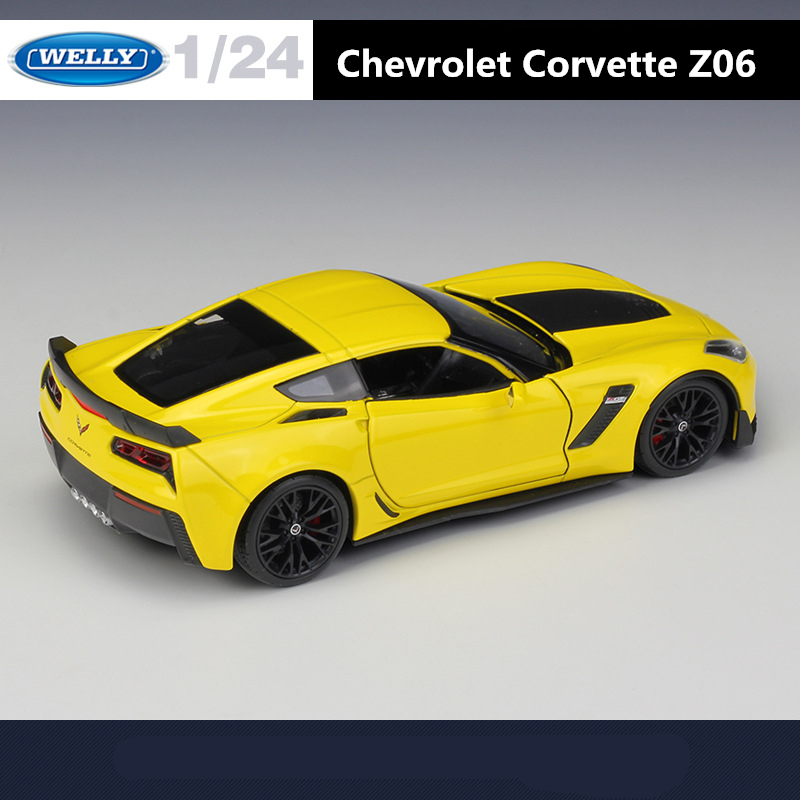 سيارة شيفروليه كورفيت Z06 من ويلي 1:24 نموذج سيارة رياضية من خليط معدني لعبة سباق نموذج سيارة محاكاة عالية مجموعة هدايا للأطفال