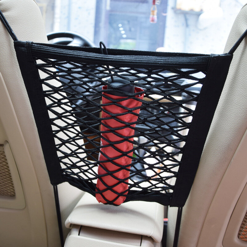 Interior do carro Elastic Mesh Storage Bag, Rede de segurança do carro, Trunk Seat, Back Bag, Stretchable, Organizador, Auto Acessórios