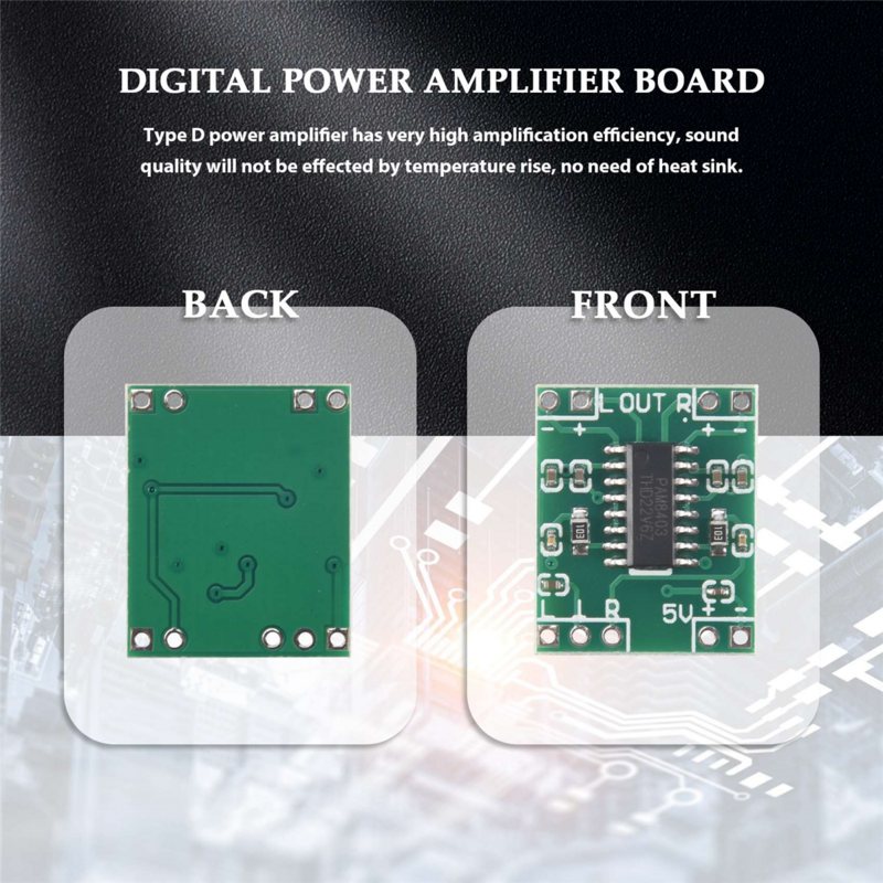 Placa amplificadora de potencia Digital, 5 piezas, 2x3W, tipo D, PAM8403, módulo de placa amplificadora de Audio Digital DC 5V