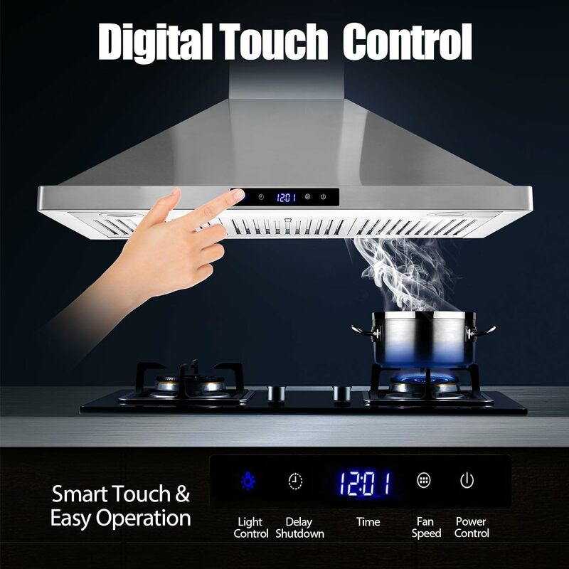 Tieasy 36 inch 700cfm Wand halterung Touch panel Kanal/Kanal lose LED-Leuchten Edelstahl Dunstabzugshaube für Küche usgd1090