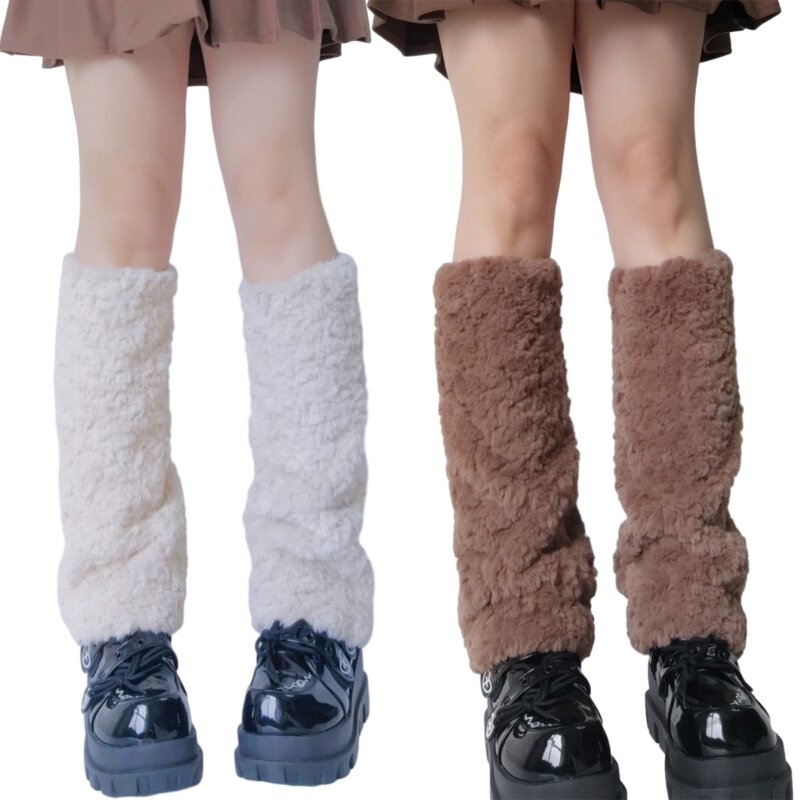 Women Faux Furs Leg Warmer Party Costumes Warm Fuzzy Leg Warmer Boot Cuffs Cover F0S4