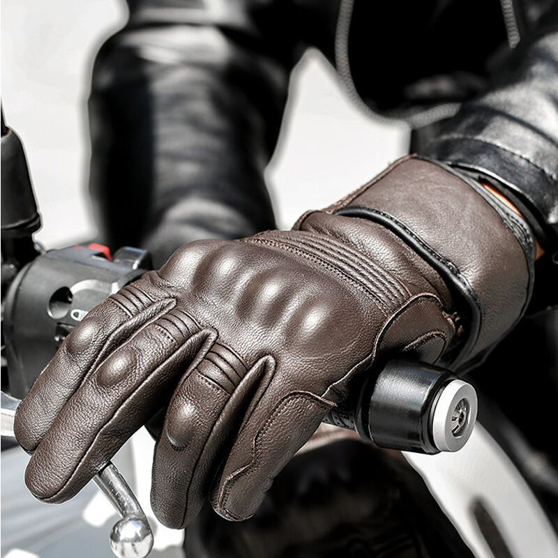 Motorhandschoenen Winter Waterdichte Lederen Handschoenen Voor Mannen Thermisch Warm Binnenste Touchscreen Motor Mtb Fiets Rijhandschoenen
