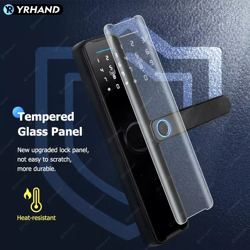 YRHAND Cerradura-قفل ذكي البيومترية ، تطبيق Tuya ، فتح عن بعد ، قفل واي فاي بدون مفتاح ، قفل الباب الذكي الإلكتروني