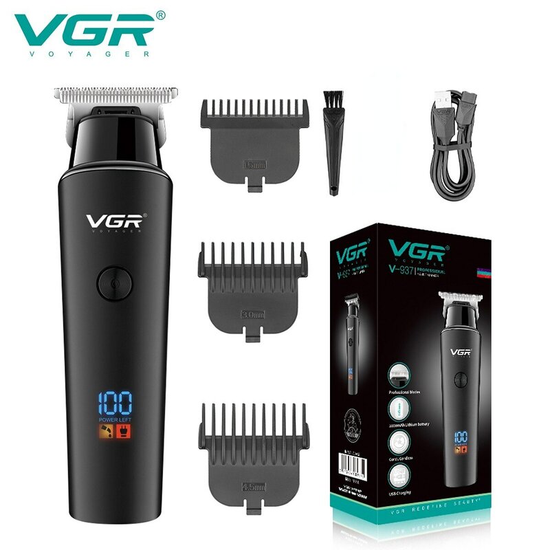 VGR Tondeuse À Cheveux Professionnel Électrique Tondeuses Sans Fil Tondeuse À Cheveux Rechargeable LED Affichage V 937