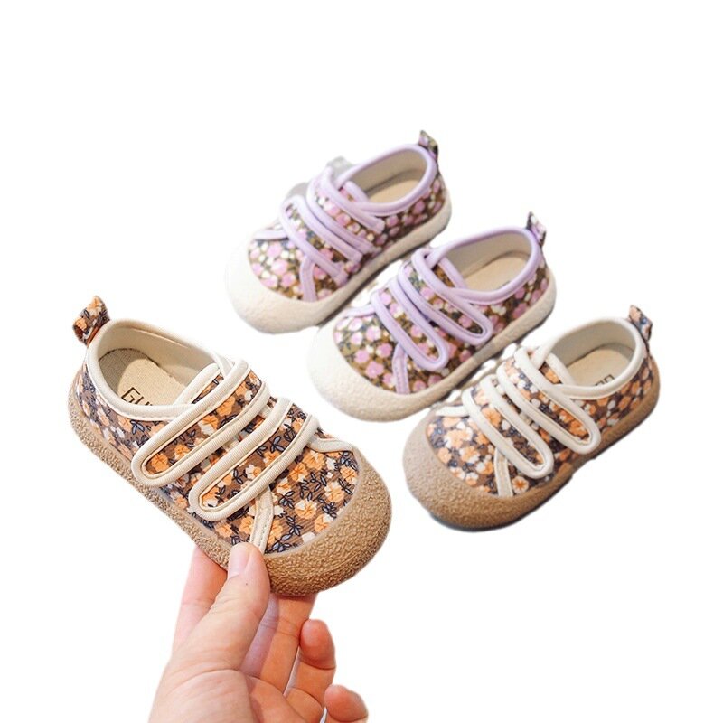 Zapatos de lona de suela suave para niñas pequeñas, zapatos individuales de princesa para niños, zapatos casuales planos cómodos para bebés, púrpura