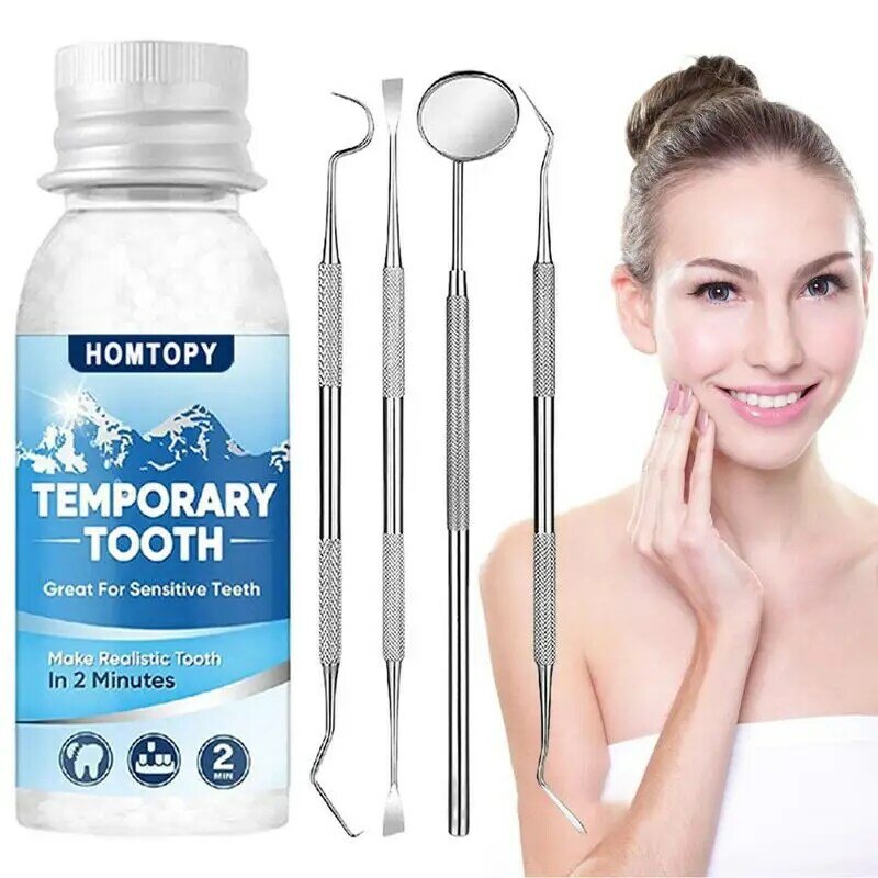 Kit perbaikan gigi sementara, isian gigi sementara, manik-manik perbaikan gigi untuk pemulihan sementara, perawatan mulut