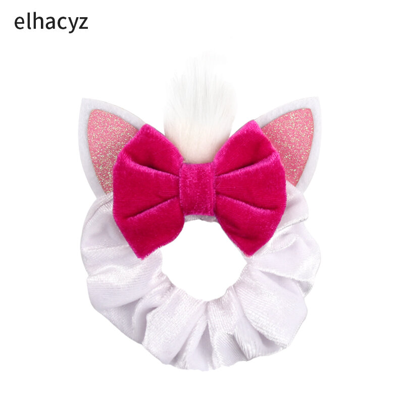 Coleteros de terciopelo con orejas de gato para niña y mujer, lazos rosas para el pelo, accesorios para el cabello para niña, diademas de cintura para regalo, novedad