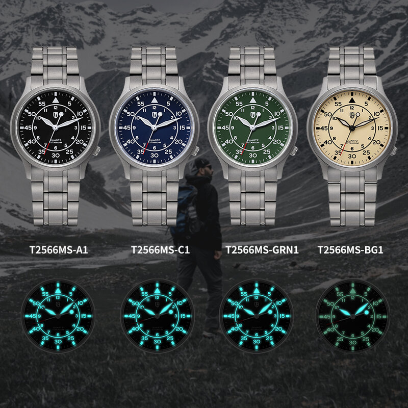 Berny-男性用チタン時計,サファイアファッション腕時計,発光,超薄型,防水,5atm