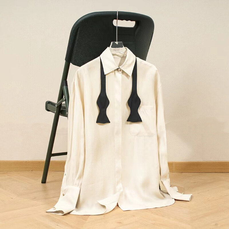 Camisa solta de algodão feminina, vintage, manga longa, versátil, alta qualidade, top casual, novo, verão, Y2K, 2024