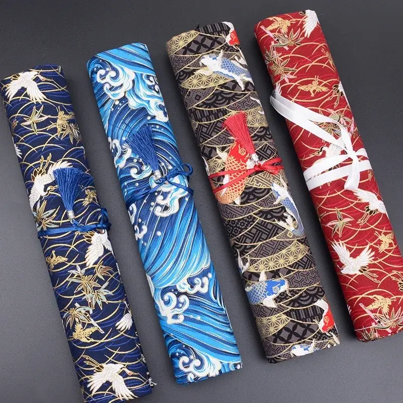 Рулон кистей, принадлежности, ручка в стиле ретро для рисования, художественные инструменты, китайская Защитная бамбуковая школьная сумка, искусственная вышивка