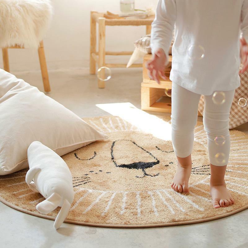 Okrągły dywan pokój dziecięcy ładny przyjazny dla skóry playmat cartoon nocny koc można prać w pralce pluszowe wyściełane zagęścić maty podłogowe