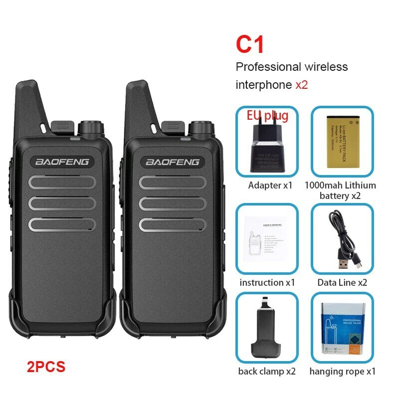 Baofeng T20 walkie talkie mini profesional, walkie talkie UHF400-470mHzsupporting16-channel Ham radiolong rentang 2 buah termasuk