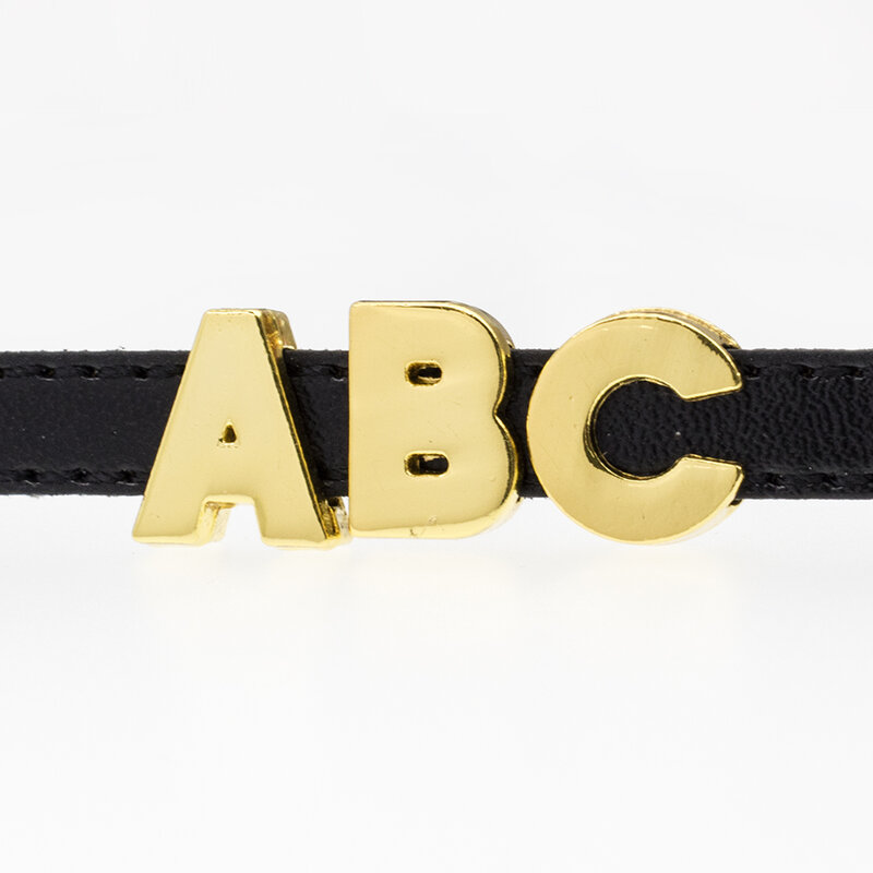 Tobogán de letras para la fabricación de joyas para mujer, pulsera de Color dorado, A-Z del alfabeto de 8mm, Collar para mascotas, accesorios de bricolaje para regalo