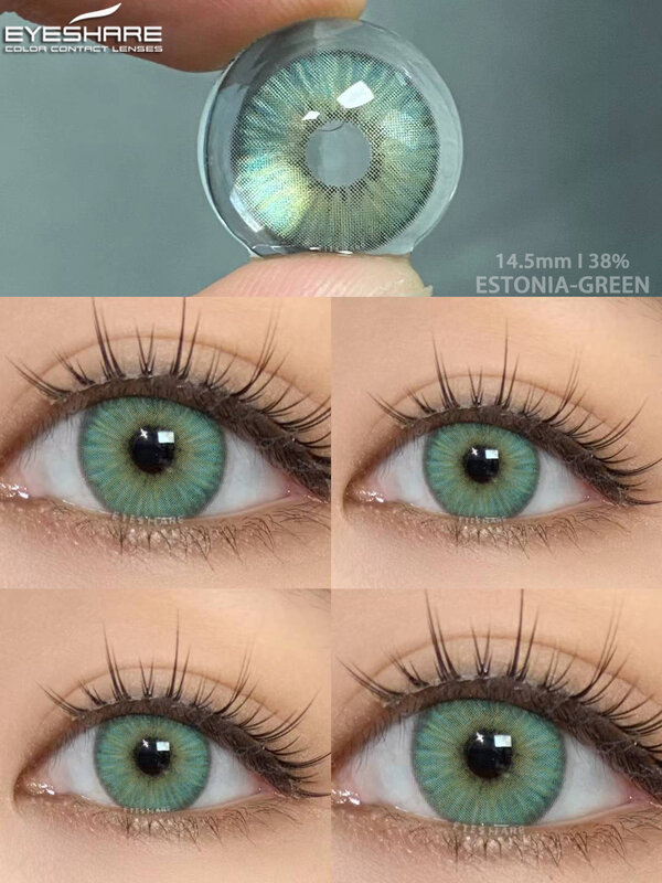 EYESHARE-lentes de contacto de colores, lentillas de color verde, Marrón Natural, gris, entrega rápida, 2 unids/lote por par
