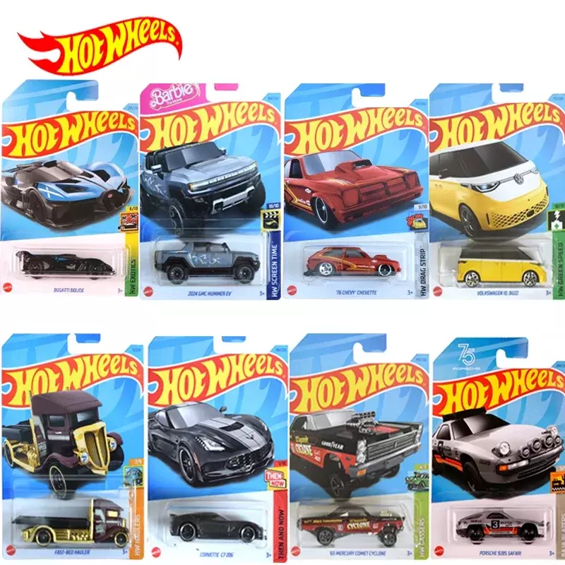Оригинальные автомобили Hot Wheels, детские игрушки для мальчиков 1/64, литые Автомобили Bugatti Bolide GMC Hummer Volkswagen Bus Juguetes Porsche 928, подарок