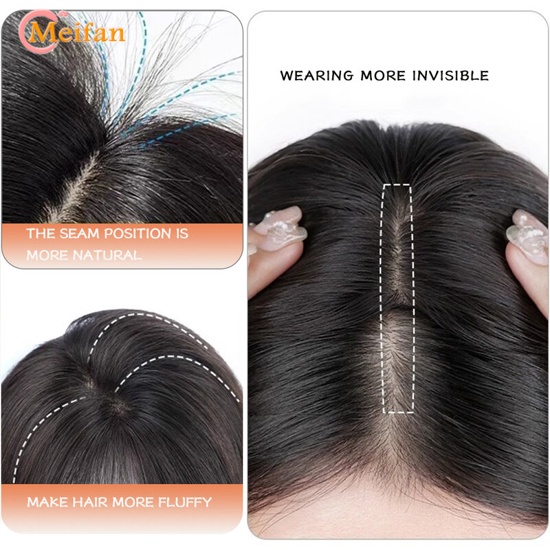 MEIFAN Middle Part Fake Bangs Fringe Synthetic Topper Hairpiece Clip-In Bang Extension Natural Invisible Clourse Hairpiece Women