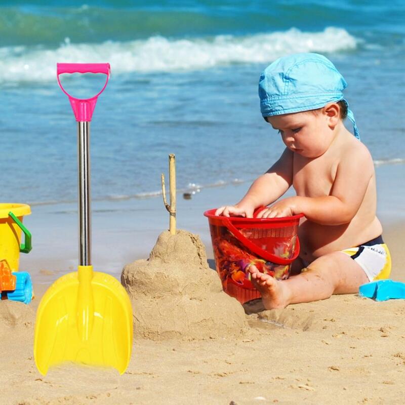 Pá de praia de aço inoxidável, superfície lisa, fácil de manusear, para uso ao ar livre, para o bebê e jardim de infância