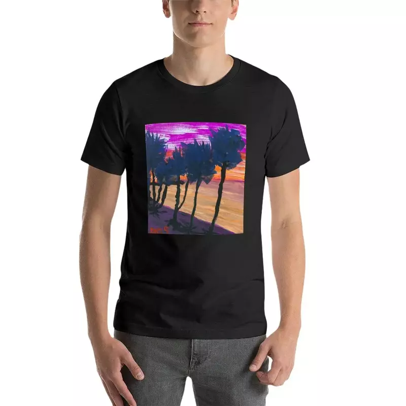 Windblown Palm Trees at Sunset T-Shirt blacks korean fashion hippie clothes men t shirts