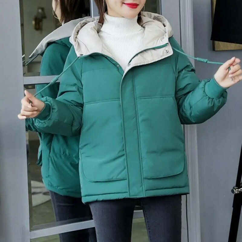 เสื้อแจ็คเก็ตสั้นสำหรับผู้หญิง, เสื้อโค้ทขนเป็ดทรงหลวม MODE Korea ให้ความอบอุ่นหนาสำหรับฤดูใบไม้ร่วงและฤดูหนาว