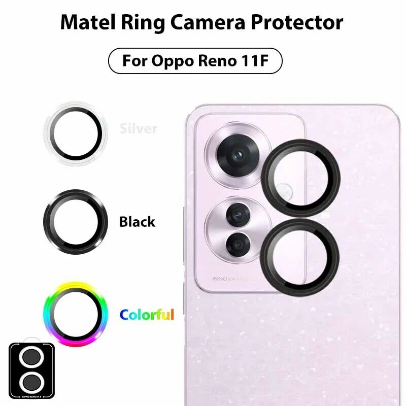 Protetor de câmera de vidro temperado, protetor de lente, anel Matel, apto para Oppo Reno 11, F25 Pro, Reno11 F, 5G, 6.7in, novo