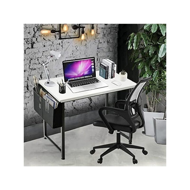Mesa de escrita moderna branca para escritório doméstico, mesa do computador pequeno para o quarto, mesa do PC do trabalho do estudo para adolescentes e estudantes, 31"