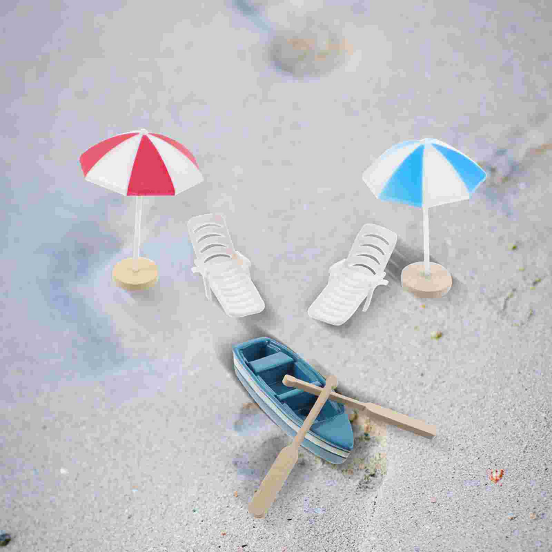 Beach Miniature Boat Mini Aquarium Decor Chair Dollhouse Figurines Ornament Decorations Decoration Accessories Umbrella Home