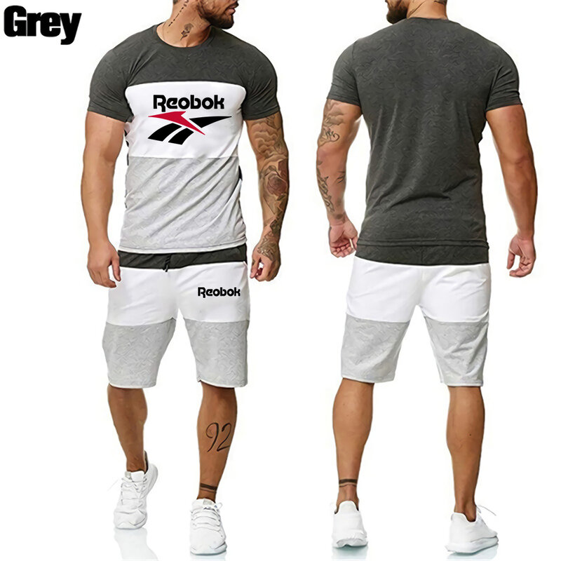 Zomer Heren Patchwork T-Shirt Shorts Pak Met Grafische Print T-Shirt Met Korte Mouwen Voor Mannelijke Retro Y 2K Man Streetwear