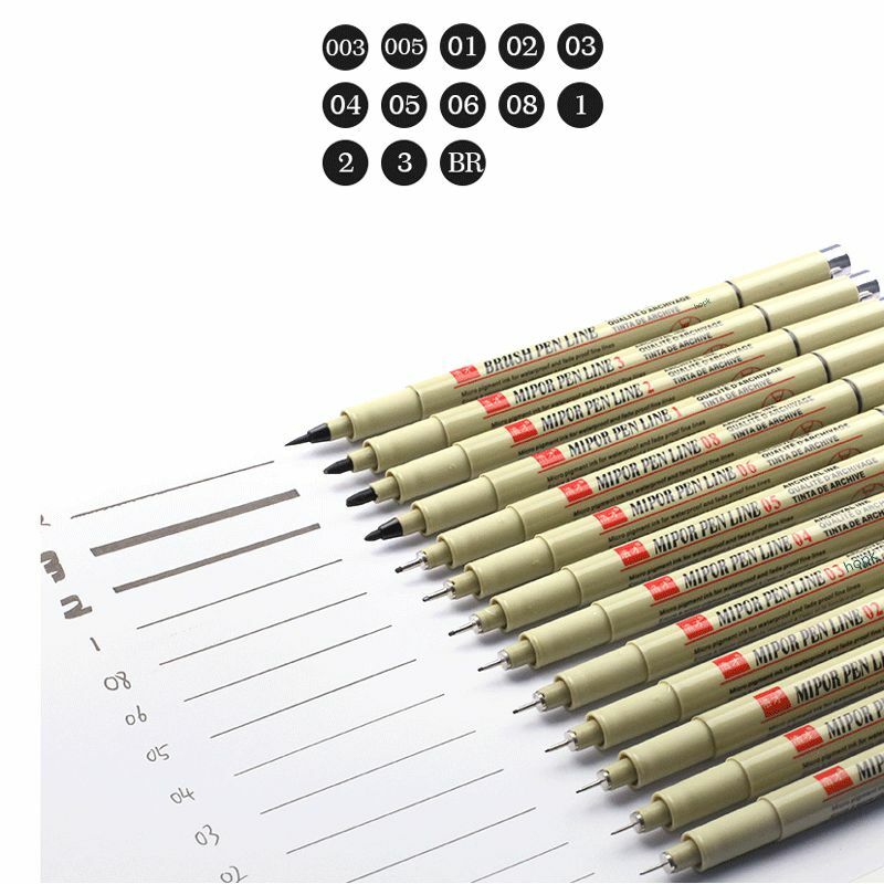 1/ 3 Pcs Pigment Liner ไมครอนปากกาเข็ม Drawing มังงะปากกาแปรง Markers ศิลปะกันน้ำ Fineliner Sketching เครื่องเขียนปากกา